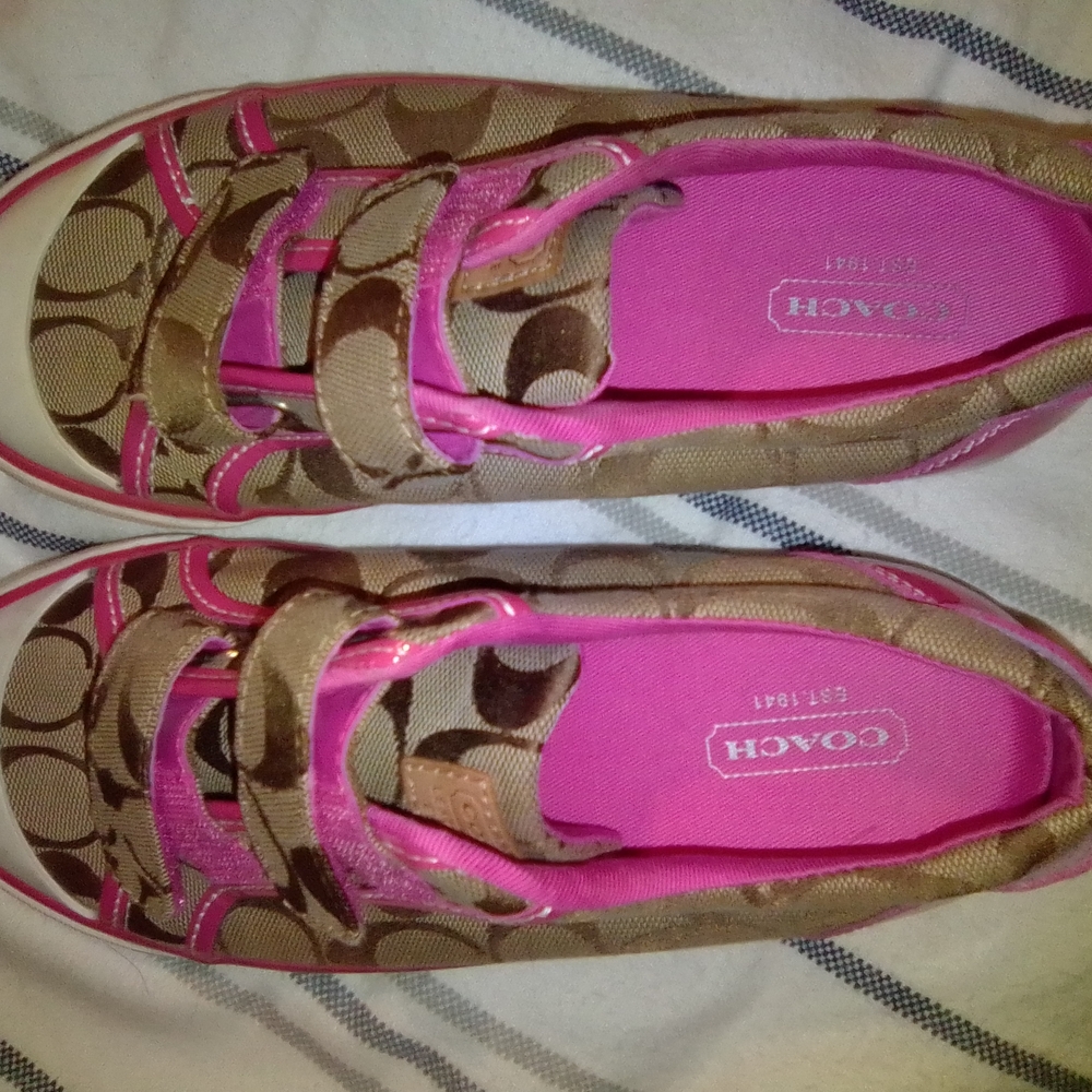 Coach Kids' Pink and Tan Sneakers